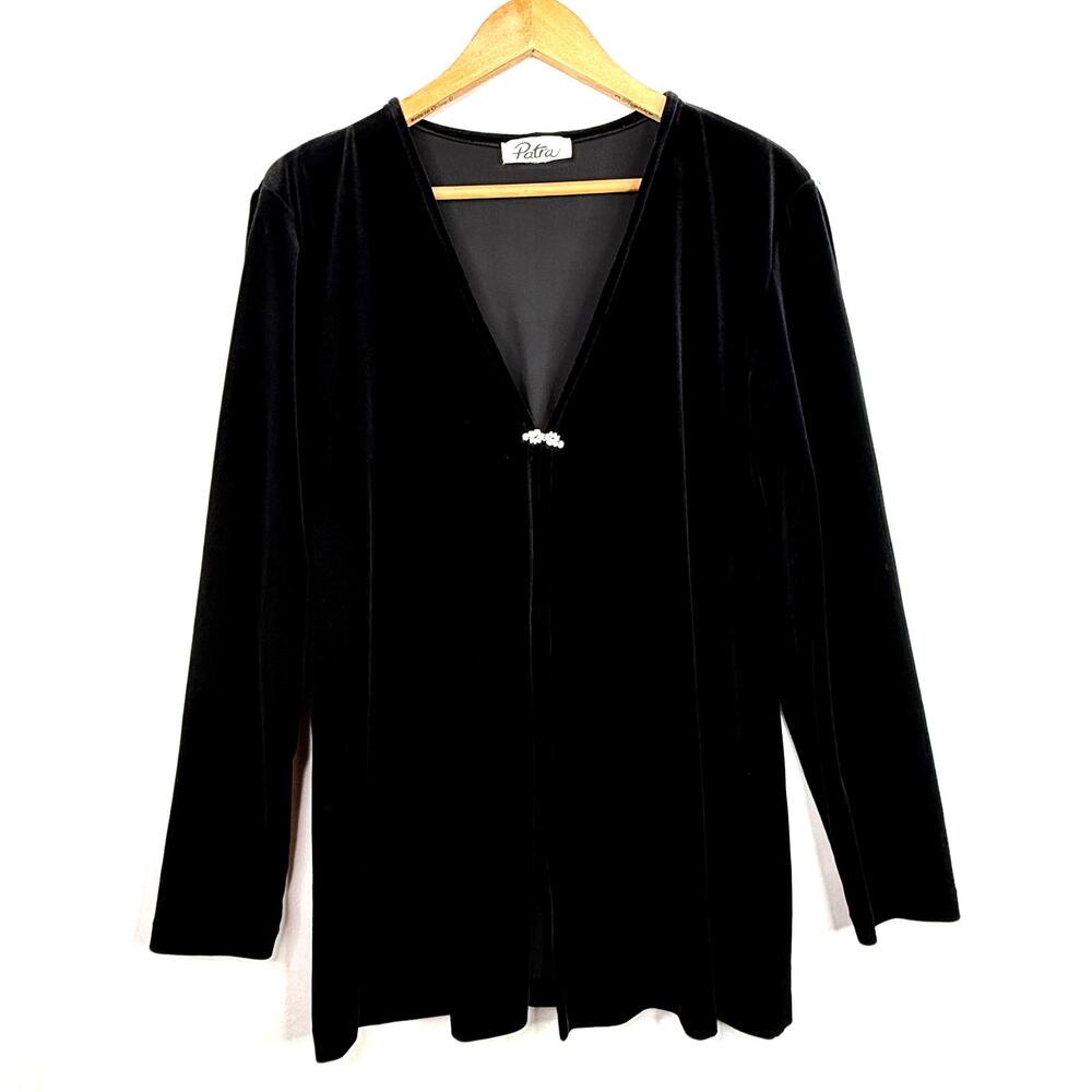 Vintage Patra Black Velvet Dressy Cardigan XL